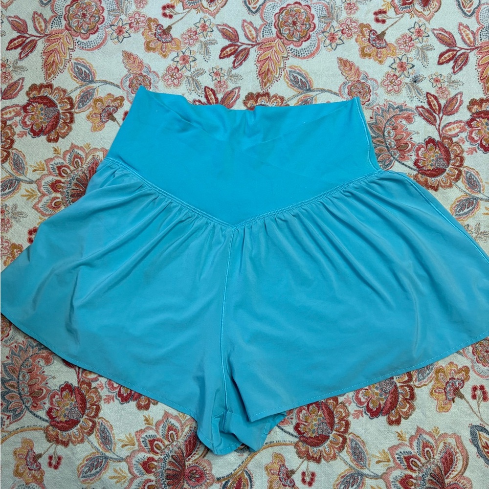Aerie Turquoise High-Waisted Shorts